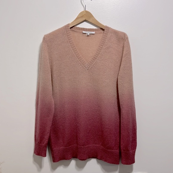Gerard Darel Paris Womens Wool Mohair Pink Dip-Dyed Ombre V-Neck Sweater Size 4 - Picture 5 of 11